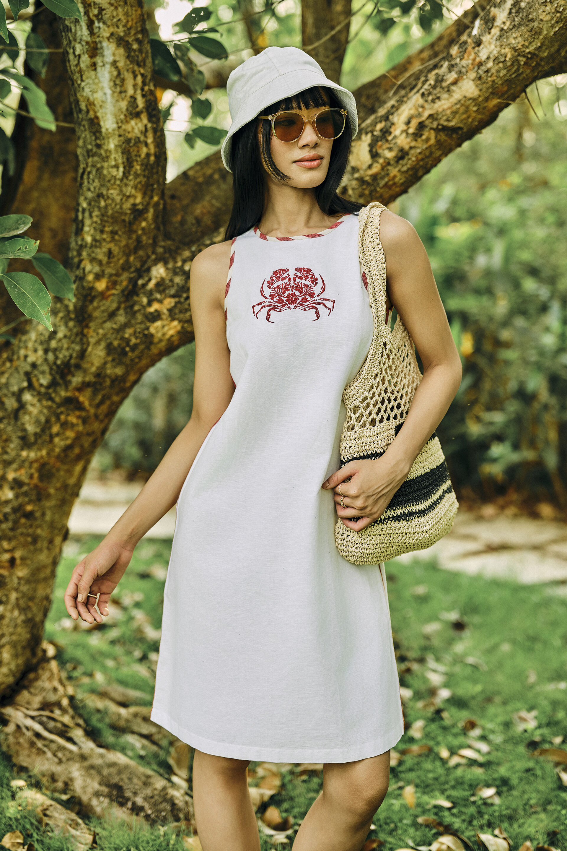 Nerissa Embroidered White Dress, White, image 2
